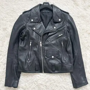 새상품급 zara 자라 램 가죽 더블 라이더 자켓 블랙 L