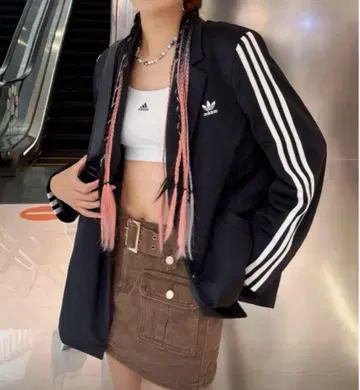 adidas 블랙 저리 테일러드 자켓 OVSZD BLAZER