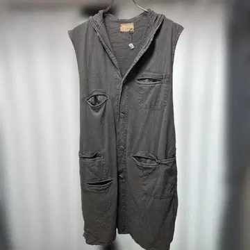 데드스탁 gilet 후드 부착 롱 베스트 그레이