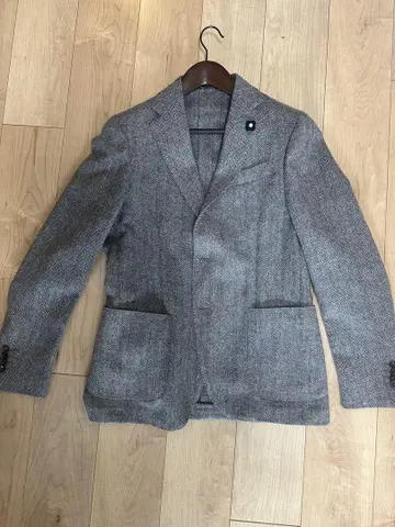 LARDINI 헤링본 테일러드 자켓 그레이 48 미사용