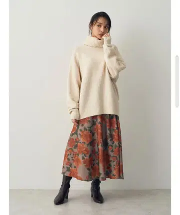예카베카 꽃무늬 플레어 롱 스커트