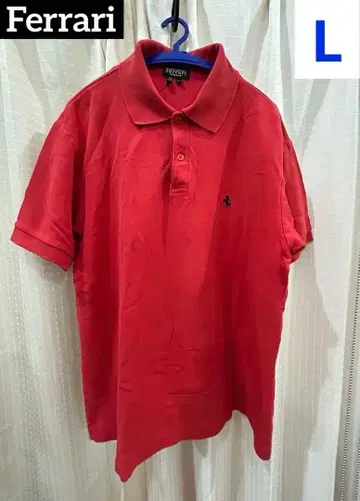 초 레어 페라리 Ferrari 빨간색 피케 셔츠 L