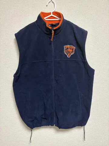 BEARS 시카고 플리스 베스트 드로 코드 남성용 XL 네이비
