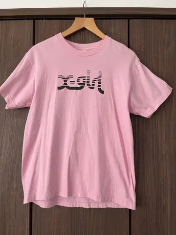 xgirl 핑크 로고 프린트 반팔 T셔츠