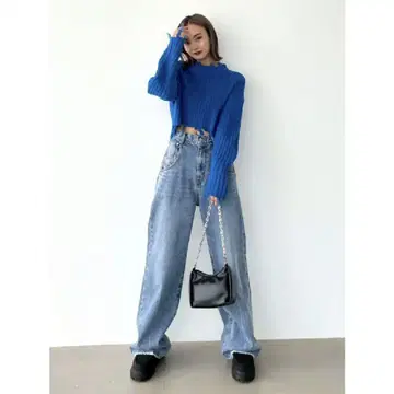 EMODA 루즈 와이드 하이웨스트 청바지