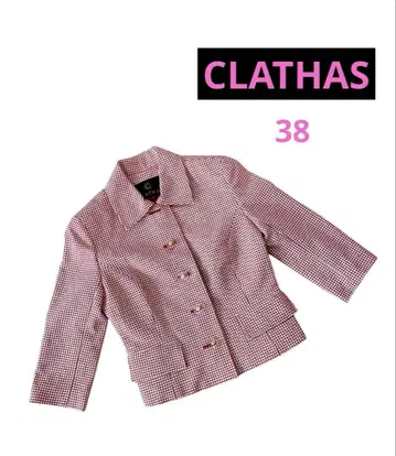 CLATHAS 체크 무늬 숏 자켓 까멜리아 빈티지