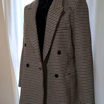 ZARA 체크 무늬 더블 브레스트 자켓