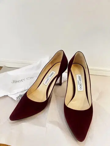 [ JimmyChoo ] 지미추 38 펌프스 버건디 스웨이드