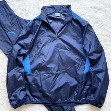 새상품급 XL 사이즈 PUMA 나일론 자켓 셋업 로고 자수 네이비 파랑