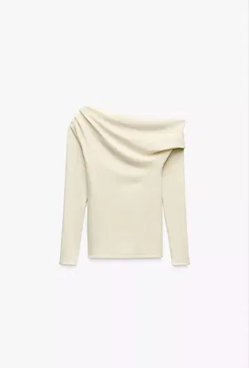 ZARA 소프트 인터락 오프숄더 상의 화이트 S 사이즈