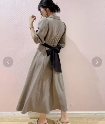 백리본 원피스 카키