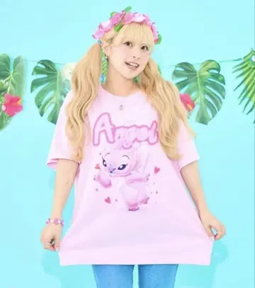 Seiney blonde 스티치&엔젤 빅 T셔츠