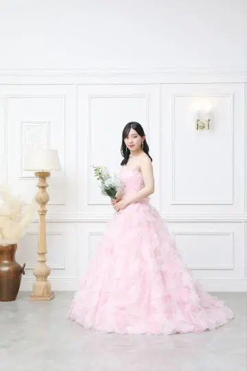 [ 특별 가격 ] 9호 핑크 프릴 오간자 티어드 드레스
