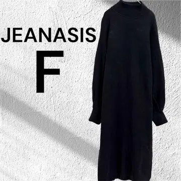 지나시스 JEANASIS 롱 리브 터틀 원피스 니트 두꺼운 원단 블랙