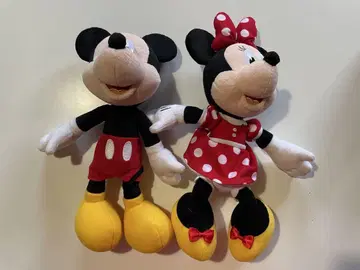 디즈니 미키 미니 봉제 인형 세트 약 30cm 사인 포함