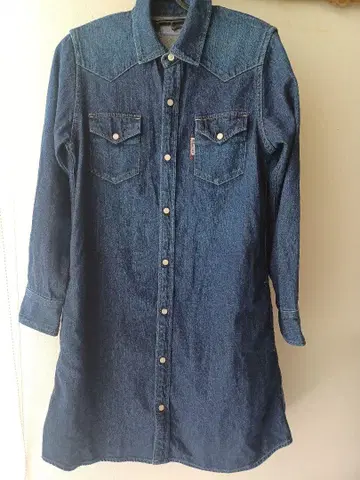 Blue Blue 무릎 기장 데님 원피스 긴팔