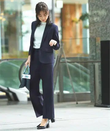 RUIRUE BOUTIQUE 베이직 비즈니스 정장 세미 와이드 팬츠 세트