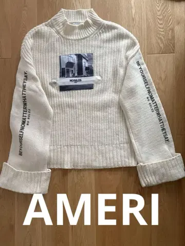 AMERI 아메리 울 빈티지 하이넥 니트 사진 아이보리