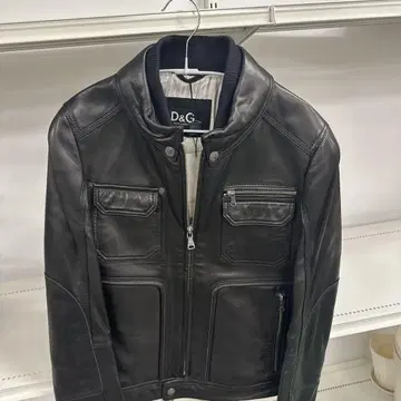 D&G 블랙 가죽 라이더 자켓