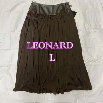 LEONARD 브라운 스커트 L