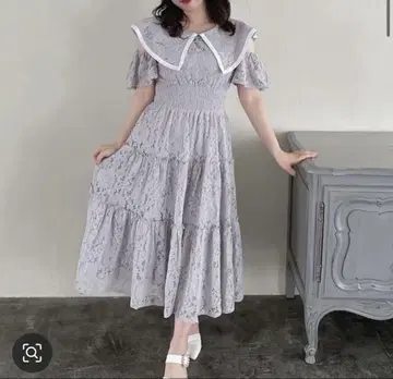 evelyn 롱컷 레이스 원피스 그레이