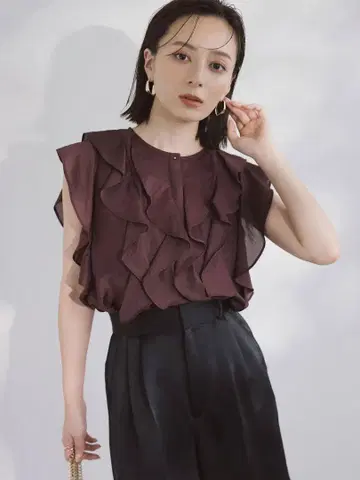anuans 아뉴앙스 시어 프릴 블라우스 상의