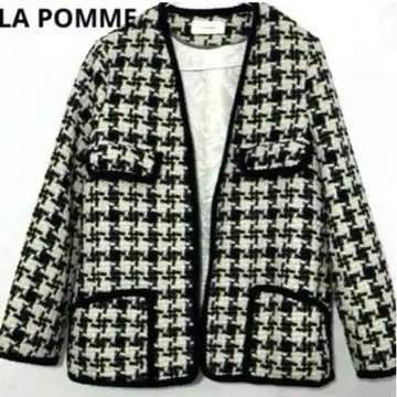LA POMME 트위드 자켓 블루종 네이비 M 충전솜 퀼트