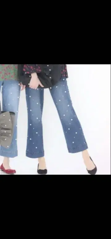 앤드러브 화려한 펄 비쥬 스트레이트 와이드 데님 3L