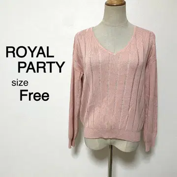 ROYAL PARTY 핑크 컬러 V넥 니트