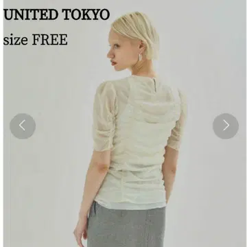 UNITED TOKYO 시스루 튤 상의 화이트 셔링