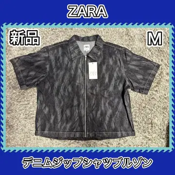 ZARA 자라 데님 셔츠 지퍼 셔츠 반팔 데님 자켓 M 새상품