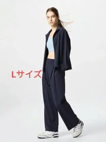 [ 미사용 L 네이비 ] UNIQLO 울트라 스트레치 액티브 와이드 팬츠