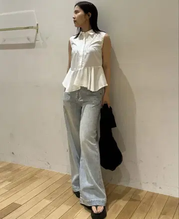 라그나문 프론트 지퍼 데님 배기 팬츠