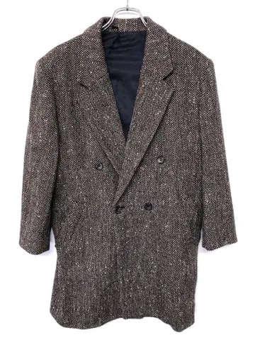 LAUTREAMONT 구제 의류 헤링본 트위드 더블 체스터 코트