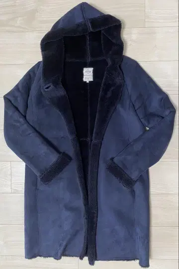 B:MING by BEAMS 네이비 후드 부착 무스탕 코트 M