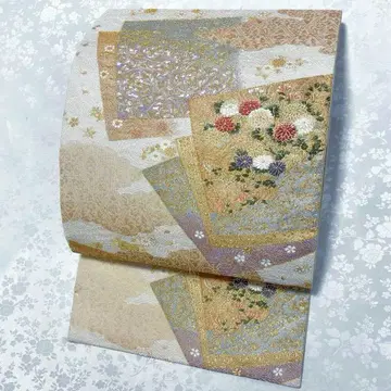 순수 실크 *당직 금실 육통 패턴 후쿠로 오비
