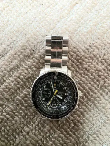 SEIKO 파이롯트 크로노그래프 7T62-0EB0 블랙 다이얼