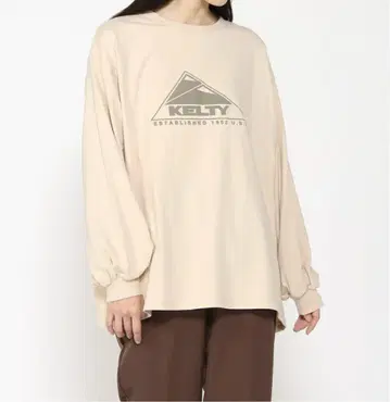 여성용 KELTY 긴팔 T셔츠 베이지 SIZE 프리 넉넉한 빅 사이즈