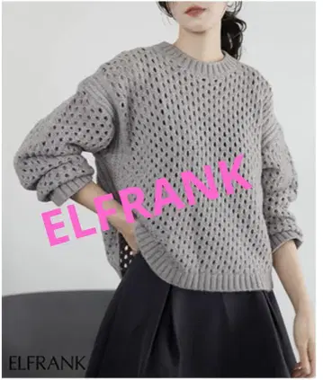 새상품급! ELFRANK 숏 기장 시스루 메쉬 니트 풀오버
