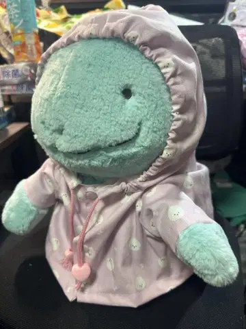 핑크 강아지 패턴 프론트 오픈 후드티 누오 용