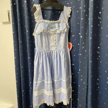 베이비더스타즈 샤인브라이트 리본 스캘럽 오버롤 스커트