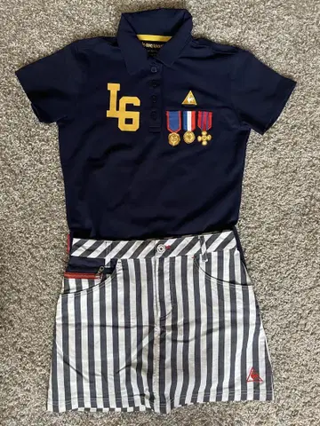 가격 인하 중 새상품급 피케 셔츠와 스트라이프 숏팬츠 세트