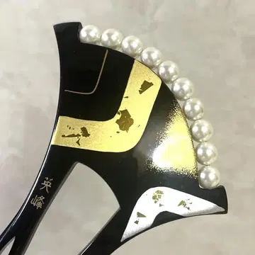 블랙 도금 헤어콤 바치형 일본제 머리 장식 이본족