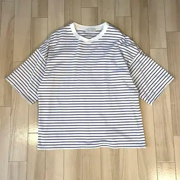 ADAM ET ROPE 화이트 파랑 보더 T셔츠