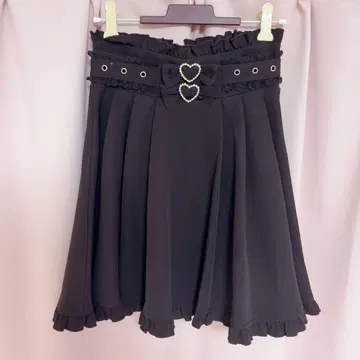 ROJITA 플레어 스커트 블랙 하트 버클