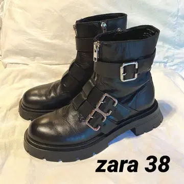 ZARA 부츠 24cm 탱크 밑창 버클 사이드 지퍼