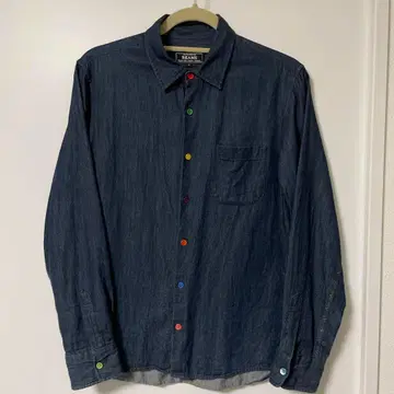 BEAMS 다크 데님 긴팔 셔츠