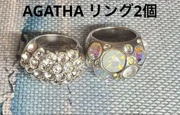AGATHA 비쥬 장식 패션 반지 2개