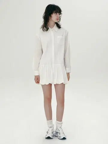 마가린 핑거스 셔츠 벌룬 원피스