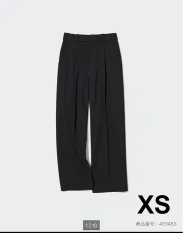 유니클로 턱 와이드 팬츠 블랙 긴 길이 XS